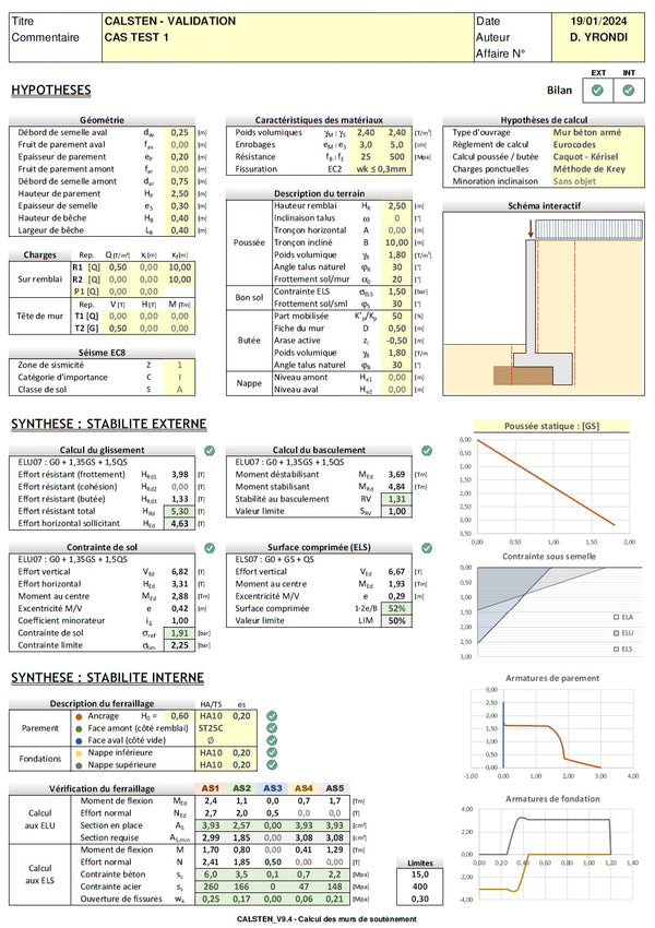 Calcul de murs de soutènement aux Eurocodes