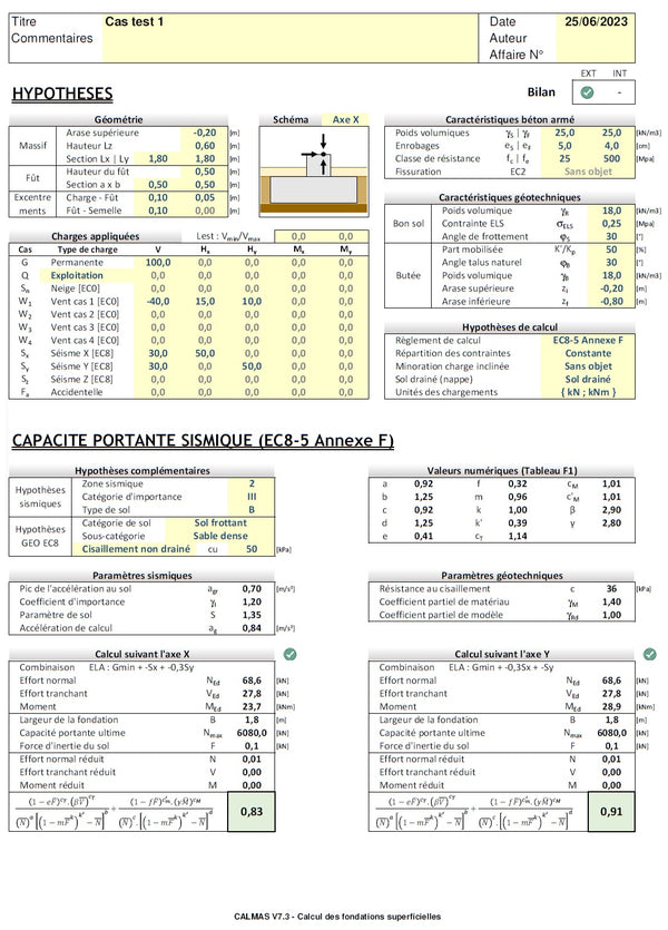 Calcul de fondations superficielles aux Eurocodes