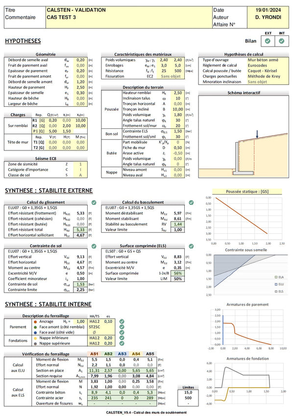 Calcul de murs de soutènement aux Eurocodes