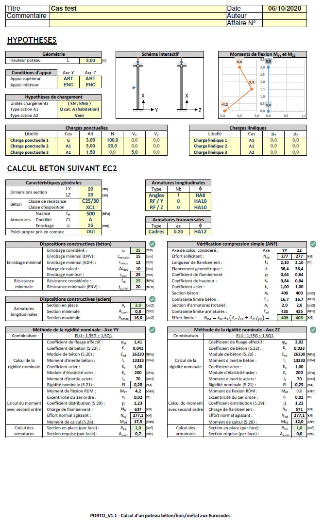 PORTO Calcul de poteaux béton, bois et acier aux Eurocodes XLBTP — free download